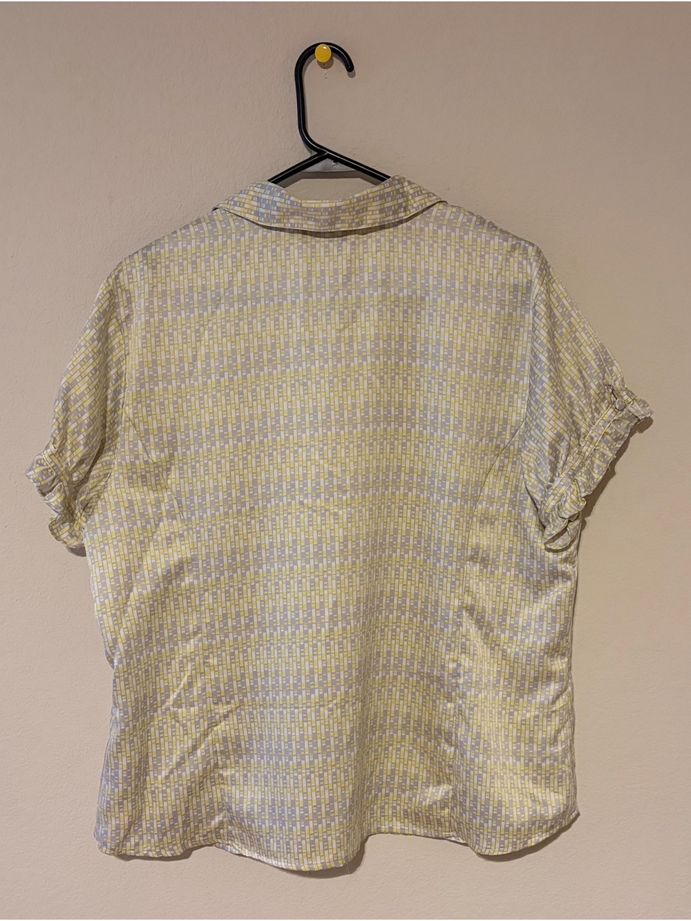 Worthington Light Yellow Patterned Ruffle-Front Blouse - Picture 3 of 5